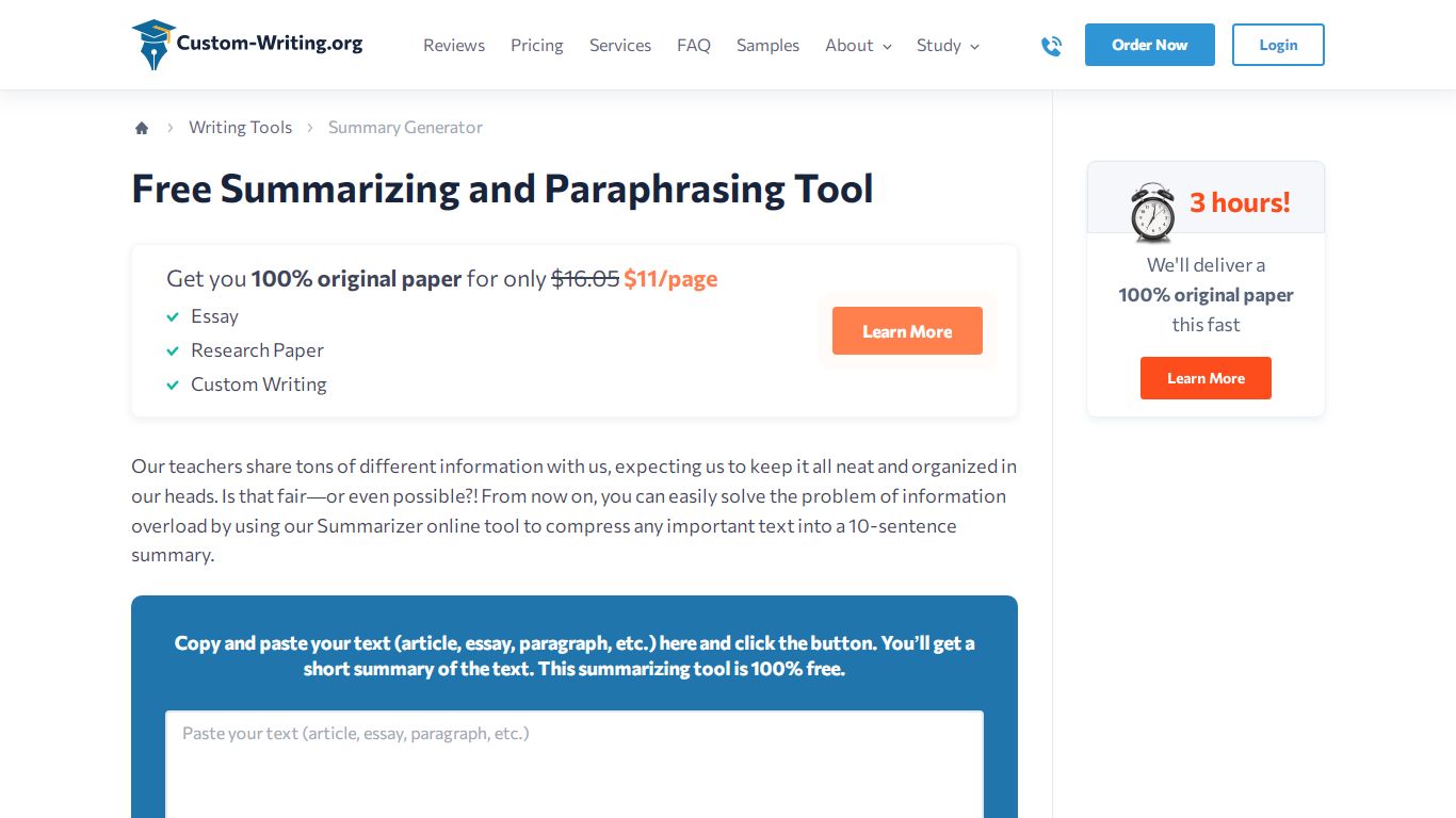 Free Summarizing and Paraphrasing Tool - Custom Writing